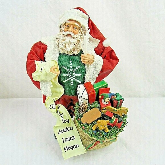 Christmas Classic Santa Good List Toy Grandeur Noel Quality 11" Fabric Mache - Picture 1 of 6